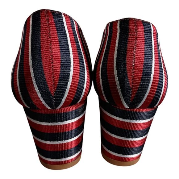 Talbots Kelsey Block Heel Pumps Shoes Textile Striped Women's 6 - Picture 7 of 8